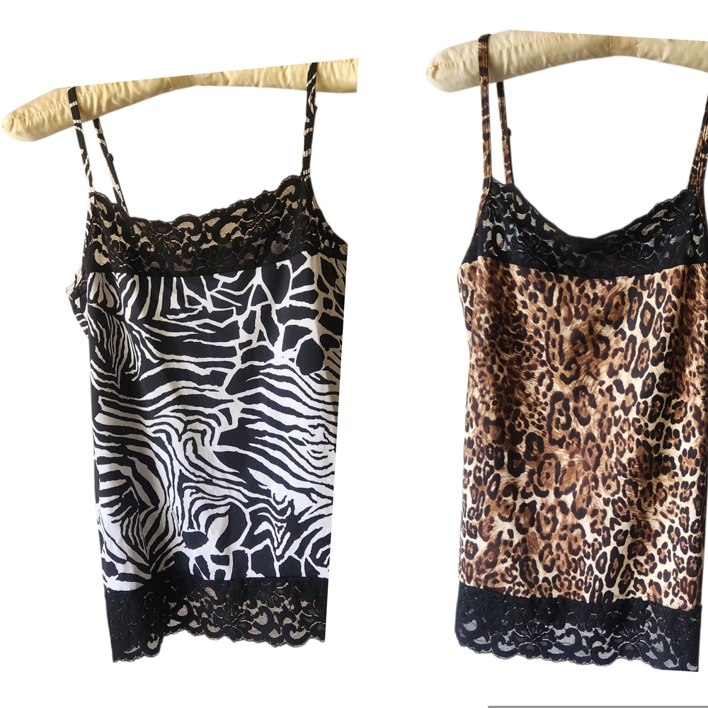 Animal Print Camisoles Set Of 2 Leopard Boutique Essentials Sexy Large